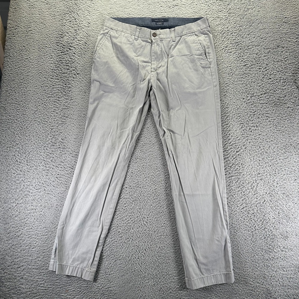 Tommy Hilfiger Pant Mens 34x31 Gray Cotton Chino Straight Business Preppy Career